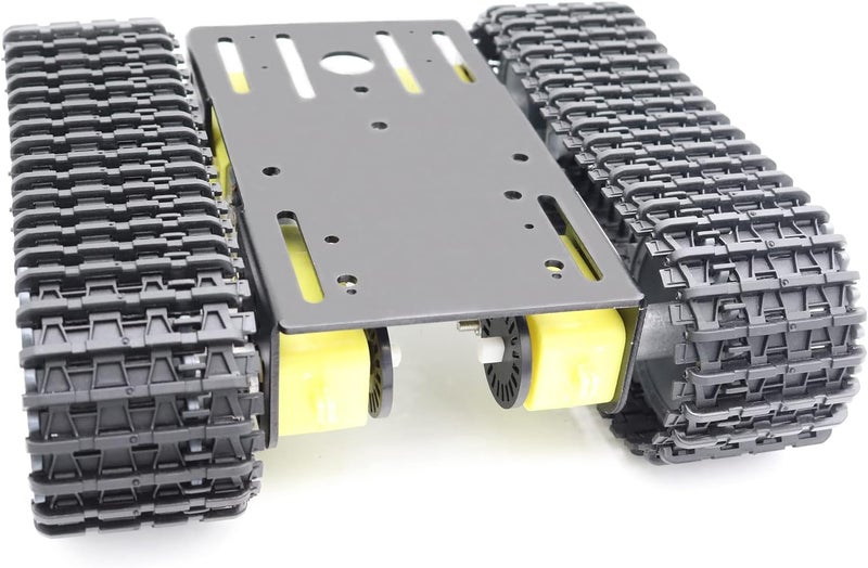 SmaringWing Metal Smart Robotic RC Tank Chassis Kit with 4pcs DC TT Motors for Arduino UNO R3/ Raspberry Pie/STEAM Education, TT04 Crawler Tank Car Chassis Platform for Adults (Black) - Image 1
